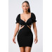 Lux Side Cutout W/ Back Tie Detail Bodycon Dress