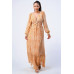 Printed V Neck Self Belted Side Cut Out Ruffled Maxi Dress