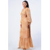 Printed V Neck Self Belted Side Cut Out Ruffled Maxi Dress