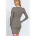 Long Slv V-neck Sweater Rib Mini Dress