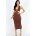 Cut-out Halter Neck Double Back Tie Split Thigh Midi Dress