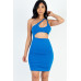 One Shoulder Cut-out Front Ruched Bodycon Mini Dress