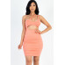 One Shoulder Cut-out Front Ruched Bodycon Mini Dress