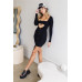 Knit Cut-out Bustier Top Lace Down Detail Mini Dress
