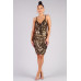 Spaghetti Strap Holiday Sequins Plunge Mini Dress