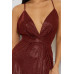 Glitter Fabric Sweetheart Surplice Maxi Dress