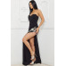 Beaded Embroidered Near Slit Detail Maxi Ddress
