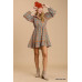Collared neckline button down floral print dress with crochet trimmed details