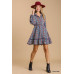 Collared neckline button down floral print dress with crochet trimmed details