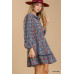 Collared neckline button down floral print dress with crochet trimmed details