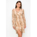 Shirring Animal Print Dress