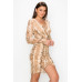 Shirring Animal Print Dress