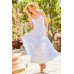 V-neck Tie Shoulder Strap Tier Stripe Print Maxi Oversize Dress