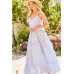 V-neck Tie Shoulder Strap Tier Stripe Print Maxi Oversize Dress