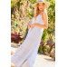 V-neck Tie Shoulder Strap Tier Stripe Print Maxi Oversize Dress