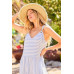 V-neck Tie Shoulder Strap Tier Stripe Print Maxi Oversize Dress