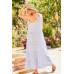 V-neck Tie Shoulder Strap Tier Stripe Print Maxi Oversize Dress