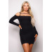 Long Sleeve Cuff Front Strap Mini Dress