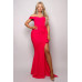 Crossover Front Off Shoulder Side Ruffle Maxi Dress