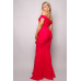 Crossover Front Off Shoulder Side Ruffle Maxi Dress