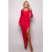 Long Sleeve V Neck Open Back Maxi Dress