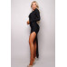 Long Sleeve V Neck Open Back Maxi Dress