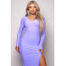 Long Sleeve V Neck Open Back Maxi Dress