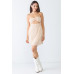 White & Apricot Stripe Print Strapless Twist Cut-out Smocked Back Mini Dress