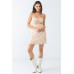 White & Apricot Stripe Print Strapless Twist Cut-out Smocked Back Mini Dress