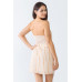 White & Apricot Stripe Print Strapless Twist Cut-out Smocked Back Mini Dress