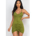 Adjustable Ruched Front Detail Mini Dress