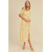 Button closure waist belt puff sleeve dress
