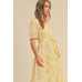 Button closure waist belt puff sleeve dress