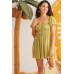 Light Green Woven Puff Short Sleeve Open Back Flare Mini Dress