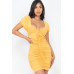 Front Lace Up Ruched Mini Dress