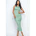 Sleeveless Ruched Side Split Maxi Dress