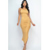 Sleeveless Ruched Side Split Maxi Dress