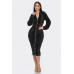Midi 2 Way Zip Up Sequin Contrast Dress