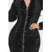 Midi 2 Way Zip Up Sequin Contrast Dress