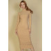 Ribbed Mock Neck Long Sleeve Bodycon Midi Dress