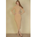 Ribbed Mock Neck Long Sleeve Bodycon Midi Dress