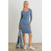 Ribbed Crew Neck Long Sleeve Mini Dress