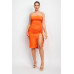 Ruffled Tube Slit Dress