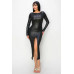 Ribbed Knit Metallic Backless Midi Dress
