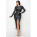 Ribbed Knit Metallic Backless Midi Dress