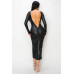Ribbed Knit Metallic Backless Midi Dress