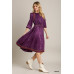 Satin Round Neck Embroidery Midi Dress