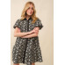 Jacquard Floral Baby Doll Dress