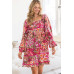 Floral Square Neckline Mini Dress
