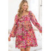 Floral Square Neckline Mini Dress